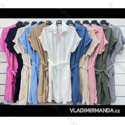 Šaty letné košeľové krátky rukáv dámske (S/M/L ONE SIZE) TALIANSKA MÓDA IMWCP24179