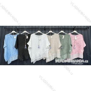 Tunika oversize s príveskom krátky rukáv dámska nadrozmer (52/54 ONE SIZE) TALIANSKA MÓDA IMWCA24089