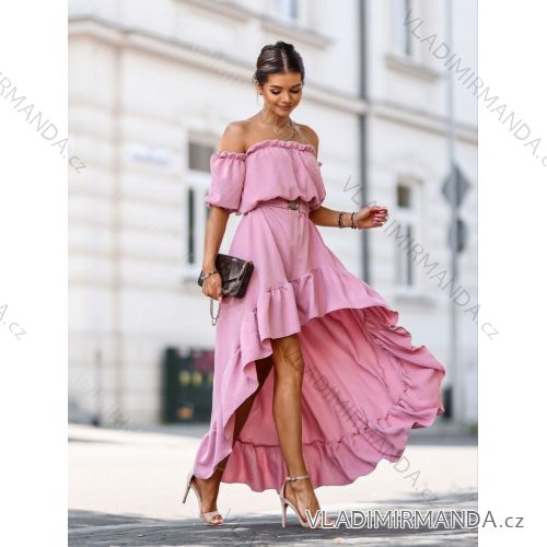Šaty dlhé letný carmen krátky rukáv dámske (S/M ONE SIZE) TALIANSKA MÓDA IMWDK24382