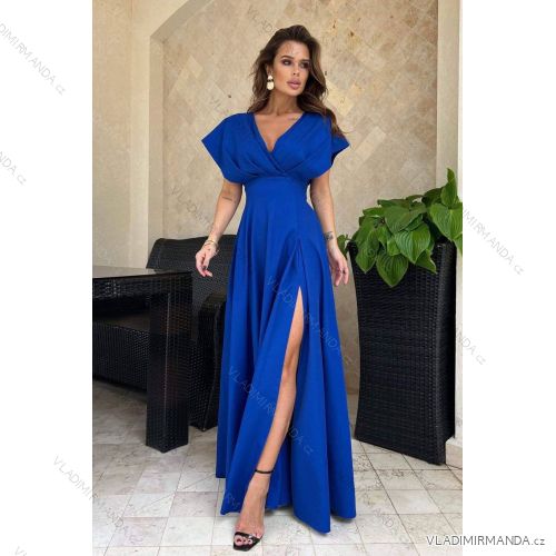 Šaty dlhé letné elegantní krátky rukáv dámske (S/M ONE SIZE) TALIANSKA MÓDA IMWDK24383