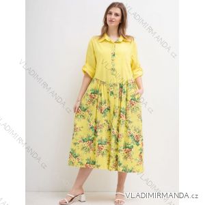 Šaty dlhé košeľové krátky rukáv dámske (S/M/L ONE SIZE) TALIANSKA MÓDA IMWGL24022
