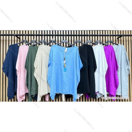 Tunika oversize s príveskom krátky rukáv dámska nadrozmer (54/56 ONE SIZE) TALIANSKA MÓDA IMWCA24392