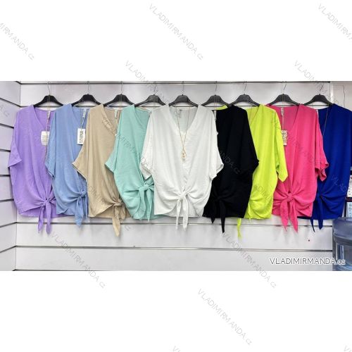 Tunika s príveskom krátky rukáv dámske (46/48/50 ONE SIZE) TALIANSKA MÓDA IMWGM24012