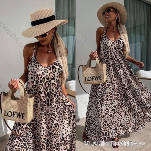 Šaty dlhé letné na ramienka satén dámske (S/M/L ONE SIZE) TALIANSKA MÓDA IMM244532/DUR