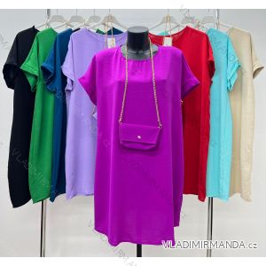 Šaty krátky rukáv s kabelkou dámske nadrozmer (48/50/52 ONE SIZE) TALIANSKA MÓDA IM424371