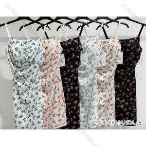 Šaty letní elegantní na ramienka dámske květ (S/M ONE SIZE) TALIANSKA MÓDA IMPMD2433772
