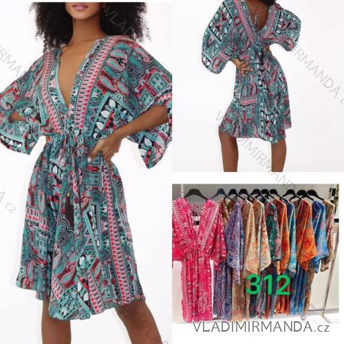 Šaty letné indické krátky rukáv dámske (S/M/L ONE SIZE) INDICKÁ MÓDA IMWKA24442