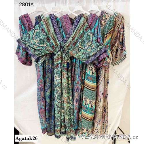 Šaty letné indické krátky rukáv dámske (S/M/L ONE SIZE) INDICKÁ MÓDA IMWKA24446