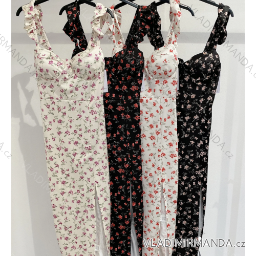 Šaty letní elegantní na ramienka dámske květ (S/M ONE SIZE) TALIANSKA MÓDA IMPMD243508