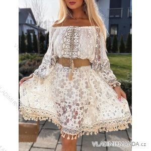 Šaty letné krajkové carmen dlhý rukáv dámske (S/M ONE SIZE) TALIANSKA MÓDA IMWGB24052