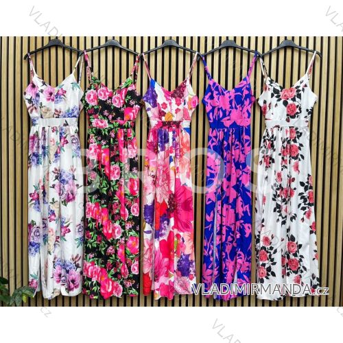 Šaty dlhé letné šifónové na ramienka dámske (S/M/L ONE SIZE) TALIANSKA MÓDA IMWGB24057