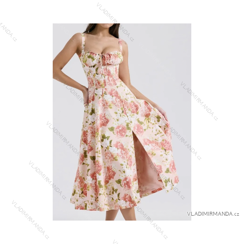 Šaty dlhé elegantné letné na ramienka dámske kvet (S/M ONE SIZE) TALIANSKA MÓDA IMPMD243517