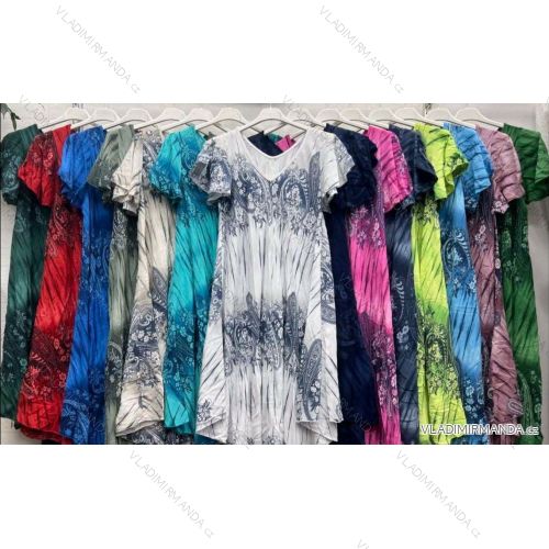 Šaty voľnočasové krátky rukáv dámske nadrozmer (42/44/46 ONE SIZE) TALIANSKA MÓDA IMBM24105