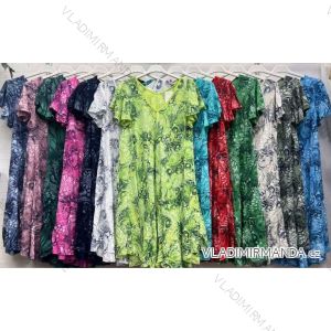 Šaty voľnočasové krátky rukáv dámske nadrozmer (42/44/46 ONE SIZE) TALIANSKA MÓDA IMBM24106