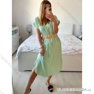 Šaty dlhé letné s opaskom krátky rukáv dámske (S/M ONE SIZE) TALIANSKA MóDA IM324200