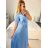 Šaty dlhé košeľové s opaskom krátky rukáv dámske (S/M ONE SIZE) TALIANSKA MÓDA IMM24M6575A
