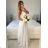 Šaty elegantné svadobné spoločenské dlhé na ramienka dámske (S/M ONE SIZE) TALIANSKA MóDA IMM2268806/DU S/M biela