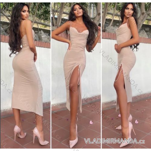 Šaty dlhé elegantné letné na ramienka dámske (S/M ONE SIZE) TALIANSKA MÓDA IMPLP2475150095