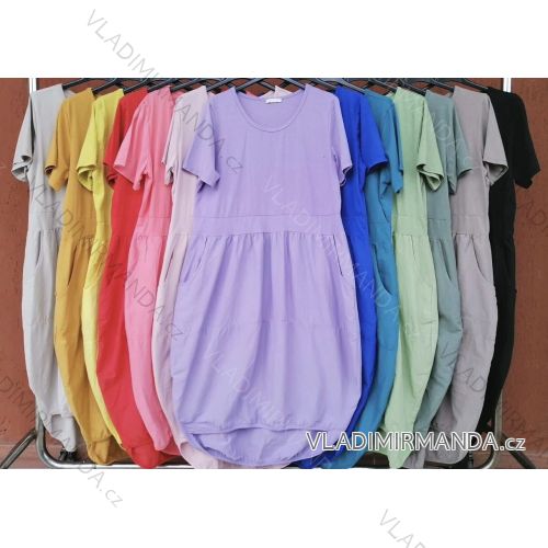 Šaty oválne letné krátky rukáv dámske (S/M/L ONE SIZE) TALIANSKA MÓDA IMHMS24234
