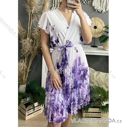 Šaty šifónové letné krátky rukáv dámske (S/M/L ONE SIZE) TALIANSKA MÓDA IMHMS24269