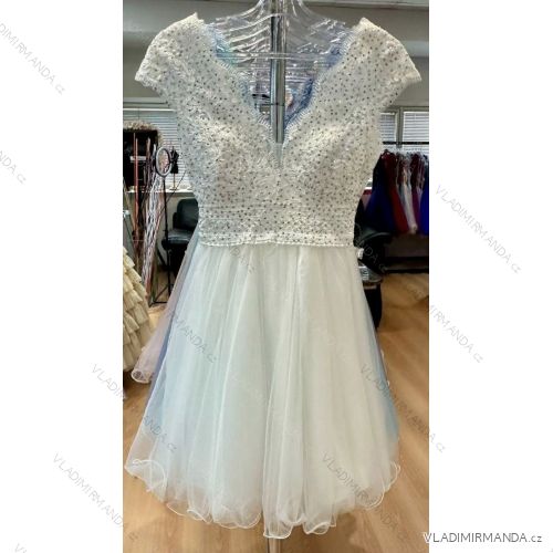 Šaty spoločenské krátky rukáv dámske (S/M ONE SIZE) TALIANSKA MóDA IMHMS24284