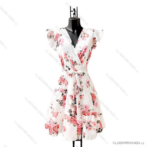 Šaty letné elegantný krátky rukáv dámske (38/40 ONE SIZE) TALIANSKA MÓDA IMPES249581-3