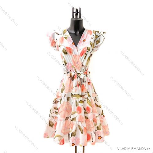 Šaty letné elegantný krátky rukáv dámske (38/40 ONE SIZE) TALIANSKA MÓDA IMPES249581-7