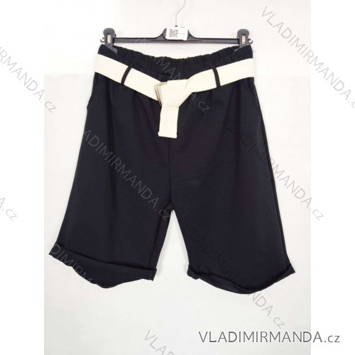 Kraťasy šortky s opaskom dámske nadrozmer (48/50 ONE SIZE) TALIANSKA MÓDA IMWEC24082/DUR -   čierna
 -   48/50