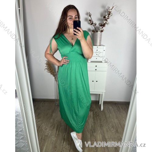Šaty dlhé elegantný icecool krátky rukáv dámske (M/L, XL/XXL) AINUOSI TALIANSKA MODA IMB249025/Du zelená M/L