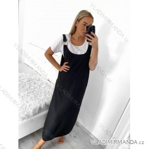 Šaty na ramienka tričko krátky rukáv dámske nadrozmer (38/40 ONE SIZE) TALIANSKA MÓDA IM424037/DUR