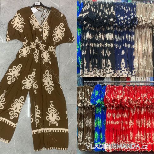 Overal dlhý letný krátky rukáv dámsky nadrozmer (48/50 ONE SIZE) TALIANSKA MÓDA IMWEC24118