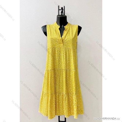 Šaty letní bez rukávu dámské (38/40 ONE SIZE) ITALSKÁ MÓDA IMPES2427932 žlutá 