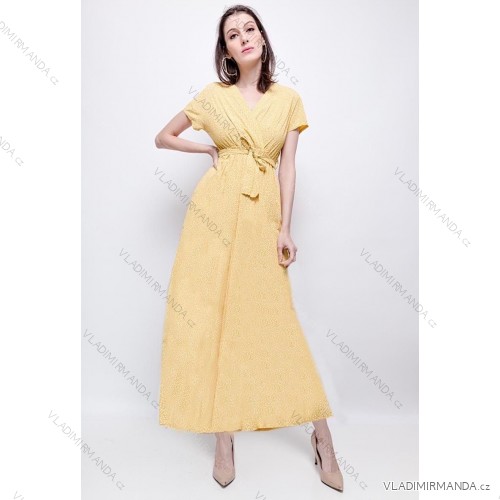 Šaty dlhé letné krátky rukáv dámske (38/40 ONE SIZE) TALIANSKA MÓDA IMPES2419552 žlutá 