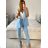 Súprava elegantné sako a nohavice dámske (S/M/L ONE SIZE) TALIANSKA MÓDA IMWCP24142/DUR -   svetlo modrá -   M / L