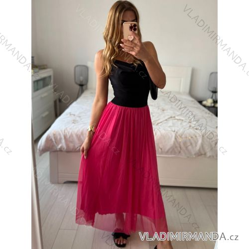 Sukňa dlhá dámska (S/M ONE SIZE) TALIANSKA MÓDA IMM23HG2193/DU tmavě růžová