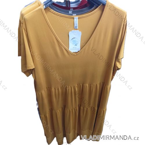 Šaty voľnočasové letný krátky rukáv nadrozmer dámske (42/44/46 ONE SIZE) TALIANSKA MÓDA IM724029