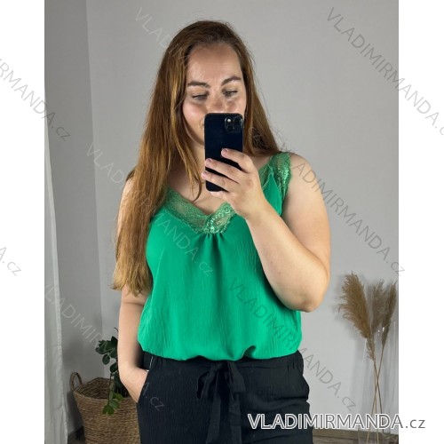 Tielko s čipkou dámske nadrozmer (XL/2XL/3XL ONE SIZE) TALIANSKA MÓDA IMBM23023/DUR zelená 2XL/3XL