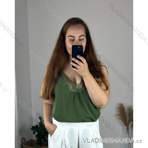 Tielko s čipkou dámske nadrozmer (XL/2XL/3XL ONE SIZE) TALIANSKA MÓDA IMBM23023/DUR khaki 2XL/3XL