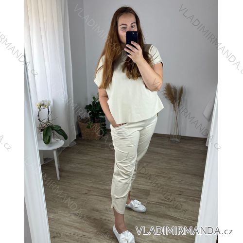 Súprava oversize nohavice a tričko s dlhým rukávom dámska nadrozmer (48/50 ONE SIZE) TALIANSKA MÓDA IMC240361