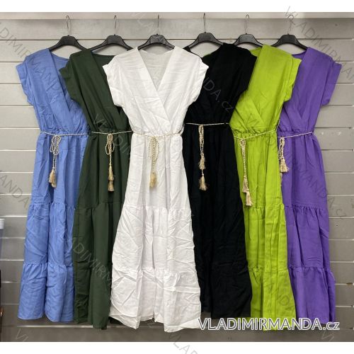 Šaty dlhé letné krátky rukáv dámske (S/M/L ONE SIZE) TALIANSKA MÓDA IMWGS24079