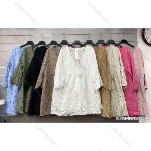 Šaty krajkové boho madeira 3/4 dlouhý rukáv dámske (S/M/L ONE SIZE) TALIANSKA MÓDA IMWGS24084