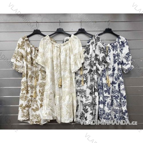 Šaty boho krátky rukáv dámske (S/M/L ONE SIZE) TALIANSKA MÓDA IMWGS24087