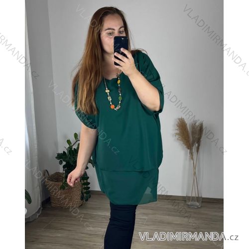 Tunika s príveskom krátky rukáv dámska nadrozmer (54/56 ONE SIZE) TALIANSKA MóDA IM424036/DU