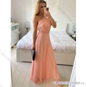 Šaty dlhé elegantné spoločenské bez rukávov dámske Ariel (S/M ONE SIZE) TALIANSKA MÓDA IMPSH223623/DUR