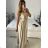 Šaty dlhé elegantné bez rukávov dámske (S/M/L ONE SIZE) TALIANSKA MÓDA IMWAD24085/DUR béžová S/M