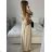 Šaty dlhé elegantné bez rukávov dámske (S/M/L ONE SIZE) TALIANSKA MÓDA IMWAD24085/DUR béžová S/M