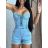 Overal riflový cez prsia krátky dámsky (S/M ONE SIZE) TALIANSKA MÓDA IMM24M8759