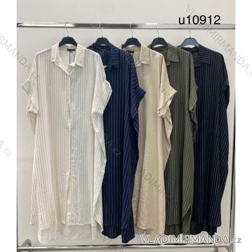 šaty oversize košeľové maxi krátky rukáv dámske (42/44/46 ONE SIZE) TALIANSKA MÓDA IMM24M10912