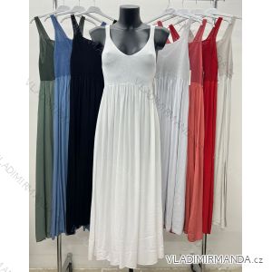 Šaty dlhé letné na ramienka dámske nadrozmer (46/48 ONE SIZE) TALIANSKA MÓDA IM424430