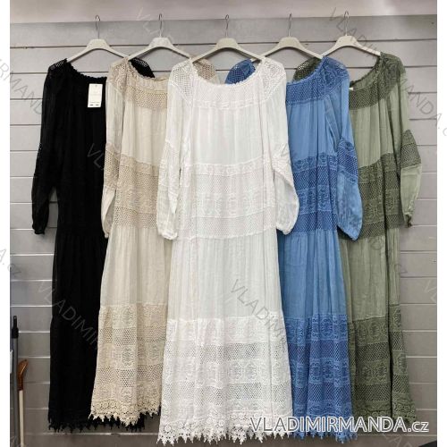 Šaty dlhé boho 3/4 dlhý rukáv dámske nadrozmer (42/44/46 ONE SIZE) TALIANSKA MÓDA IMWGS24110